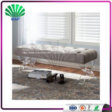 Luxury Bedroom Furniture Soft Cover Clear Lucite Bench Plexiglass Sex Sofa Chair With Acrylic Legs photo-2