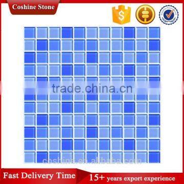 New Design Generous Simple Blue White Swimming Pool Glass Mosaic Tiles photo-2