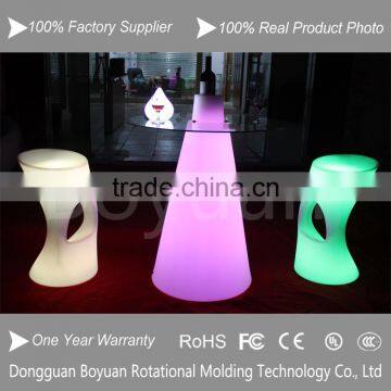 Infrared remote control glass top round led plastic rotating coffee tables