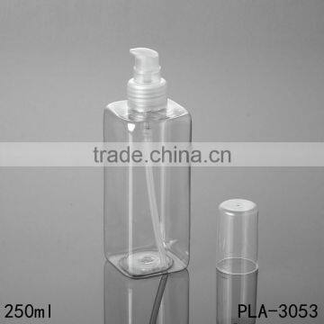 250ml clear square plastic bottle hot sale plastic pet square bottle plastic bottles on sale with pump