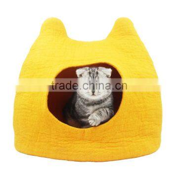 Cats House Handmade Cat Bed Natural Wool Felt Comfy Cave for All Cats and Small Dogs Machine Washable