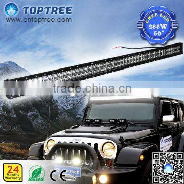 288w 50" Cree Led Car Light 3D Reflector Curved 4x4 LED Light Bar Offroad