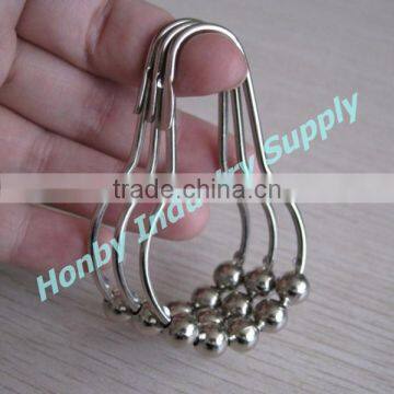 Nickel Steel Pear Shaped Ball Roller Shower Curtain Rings