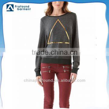 Women Simple Design Geometric Pattern Long Sleeve Sweatshirt