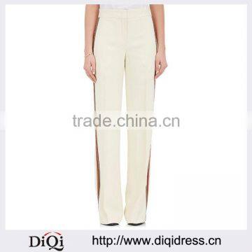 Customized Lady's Apparel Flat Front Back Pockets Striped Wide-leg Pants(DQM011P)