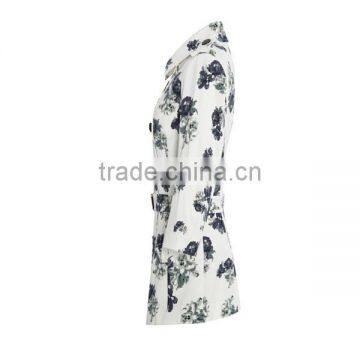 2015 New Style Fashion Flora Printed Stand Collar Long Sleeve Formal Mature Ladies Office Wear Dresses Dress photo-3