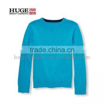 100% Cotton Round Neck Solid Knitted Sweaters For Kids