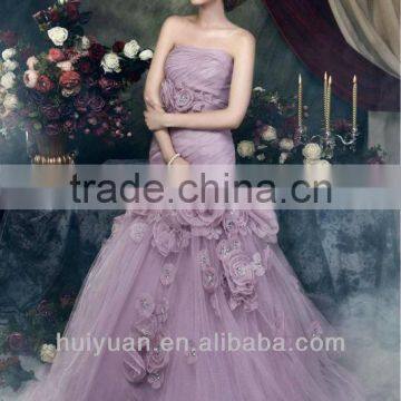 Purple Chiffon Backless Evening Dress 2013