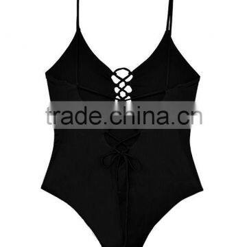 Ladies Fashion Black One-piece Swimwear photo-4