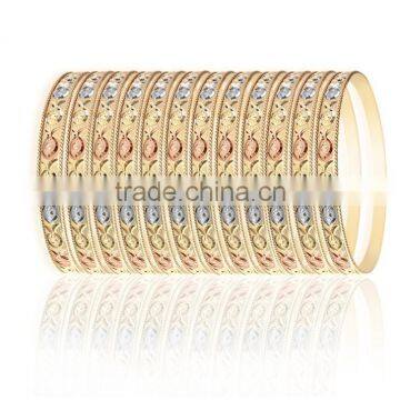 Fancy Diamond cut 6 MM Three Tone Plated Veni Bangles