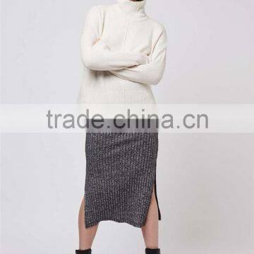 2016 High Waist Korea Style Maxi Skirts Grey Ribbed Bodycon Skirts Salt And Pepper Tube Skirts photo-2
