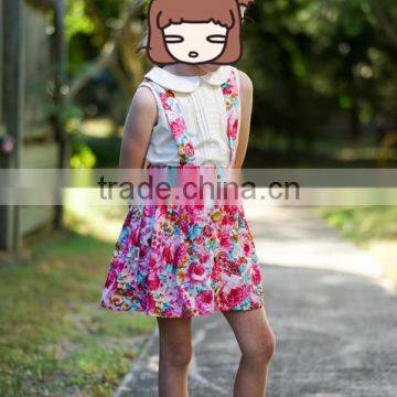 Boutique Children Cotton Flower Pattern Toddler Girl Summer Suspender Princess Dress photo-2