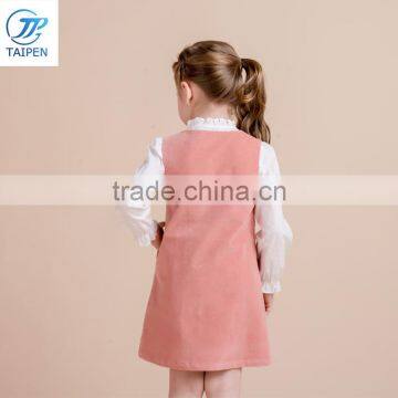 2017 Girls Casual Frock Designs For Party Kids Clothes Of 2pcs Set Including Sleeveless Dress And Shirt photo-4