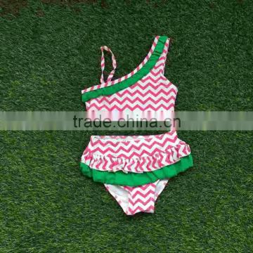 2-6 years old girls girls swim suit hot pink chevron bathing suit girls Summer clothing boutique clothes swimwear