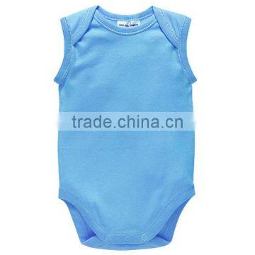 Factory Price Sleeveless Plain Color White Cotton Baby Rompers Soft Bodysuit Onesie photo-6