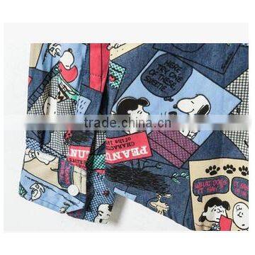 2016 Cartoon Printed Men Denim Casual Shirt photo-6