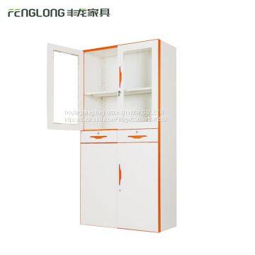 2 Tier Cardboard Storage Locker Metal Furniture/combination Storage Cabinet Glass Door photo-5