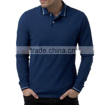 High Quality Men's Long Sleeve 100% Combed Cotton Polo T Shirt Men