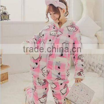 Best Selling Cartoon Pattern Printed Women Sleepwear Fleece Winter photo-2