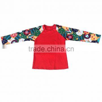 Kids 3/4 sleeve blank cotton Christmas raglan t shirt wholesale