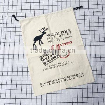 Wholesale cheap back santa super cotton sacks used with drawstring christmas high quality canvas gift sacks bags used jute sacks