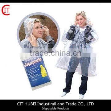 High quality disposable fitted rain coat, disposable poncho for waterproof made in China