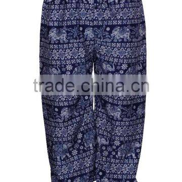 2017 Jaipuri Bandhej Wholesaler Purple Elephant Print Palazzo Pants