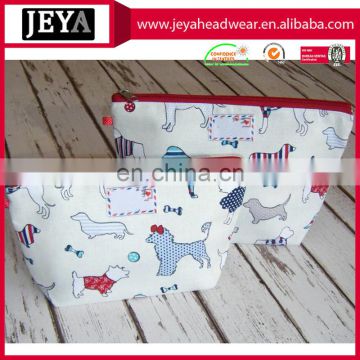 Cute dog print cosmetic bag zip up bags travel makeup bag funky cosmetic bag as makeup bag