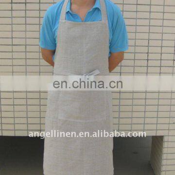 100% pure flax linen apron in natural color with pocket for cafe/restaurant/hotel/store shop