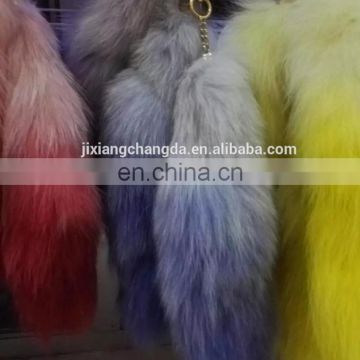 gradient color real fox fur tail furry keychain accessories