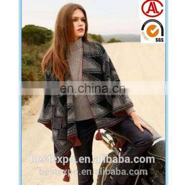 fashion lady long cardigans sweater coat knit tassel poncho shawl blanket