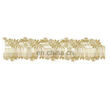 Gold Bead Embroidered Mesh Bridal Tulle Lace Fabric