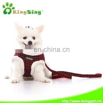 Warm protect tartan pet harness&leash