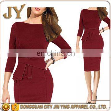 Peplum Dress Half Sleeve Bodycon Elegant Midi Spring Wrap Pencil Moulante Casual Dresses