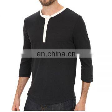 High Quality Bulk White O-neck Button Blank Black T-shirts Half Sleeve Mens Slim Fitted Plain no Brand T-shirt photo-4