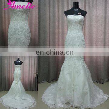 Real Sample Mermaid Wedding Gown Lace Fitted