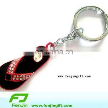 diamond slipper metal keychain