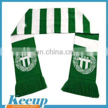 Jacquard polyester knitted soccer crazy fan scarf for yelling in sport activity