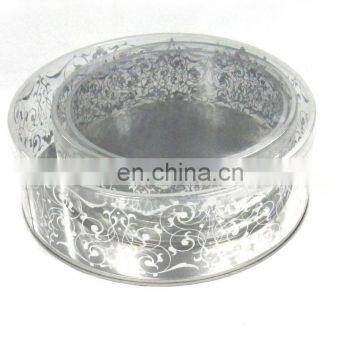 round tin box with pvc window/ mooncake metal tin