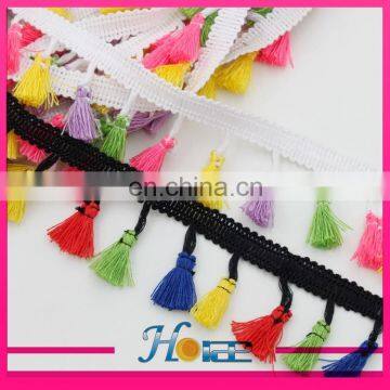 New design pompom lace trim cotton tassel fringe chain tassel lace trimming