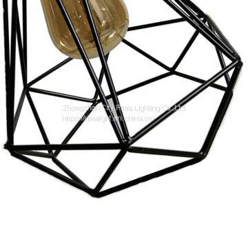 Polygon Wire Metal Industrial Vintage Hanging Lamp Kitchen Island Lighting Fixtures Ceiling Hanging Pendant Lighting photo-3