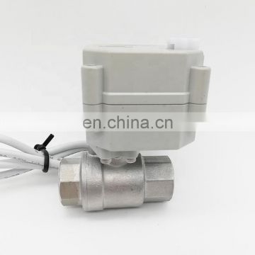 2 way DN15 1/2" bsp SS304 motor operatio electric ball valve with manual override DC5V / 24V/ 12V CR201 2 wires