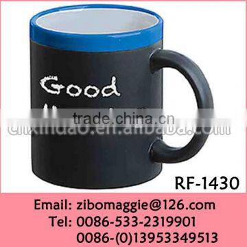 Wholesale 11oz Colored Ceramic Mugs and Cups with Chalk for Promotion Milk Mug