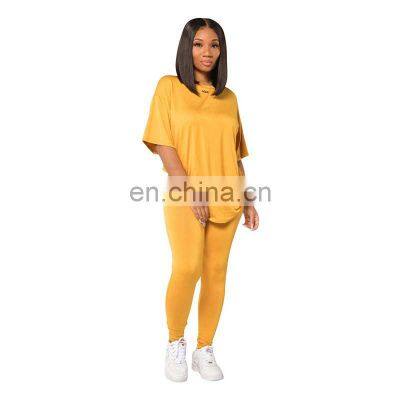 Manufacturer Customized Women's Summer New Casual Comfortable Loose Short-sleeved T-shirt + Trousers Sports 2-piece Set of Jogge photo-2