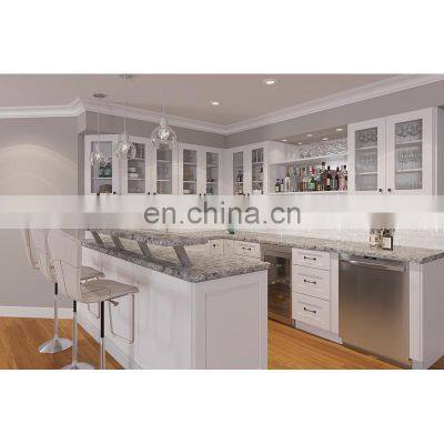 luxury granite marble top white shaker wood kitchen cabinet