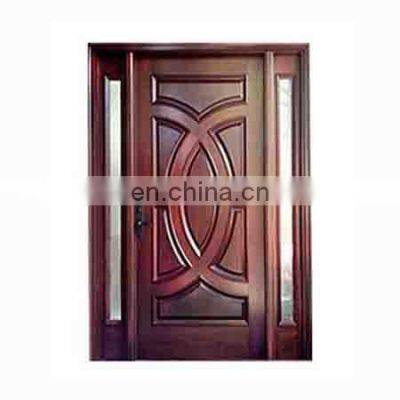 Mahogany solid wood front door solid wood entry door with glass and 2 sidelights best exterior doors