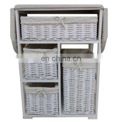 4 Drawer Basket Storage Unit Wheeled Cabinet With Folding Ironing Board Vintage