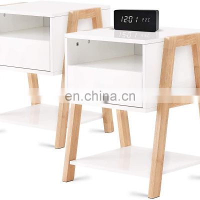 Nightstands Bedroom Set of 2 with Drawer Storage Shelves