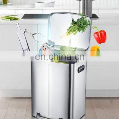 Office Kitchen Hotel 24L Recycle Bin Stainless Steel Recycle Bins 2 Compartments Outdoor Recycled Trash Bin photo-5