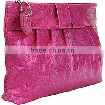 Luxury Good Quality Leather Clutch Exquisite Embossed Crocodile Large Evening Clutch Vintage Bright Soft Handbag photo-2